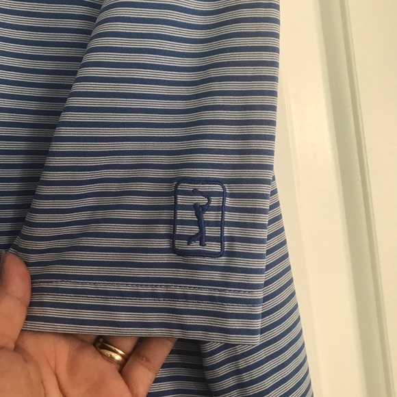PGA TOUR polo GOlF shirt Blue with white stripes Size LG - Picture 9 of 10